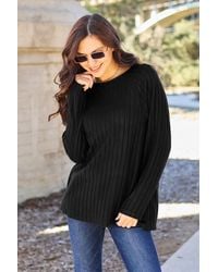 TRUEDAMES - Basic Bae Full Size Ribbed Round Neck Long Sleeve Knit Top - Lyst