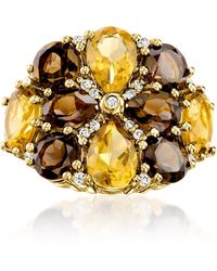 Ross-Simons - Lemon And Smoky Quartz Ring With Zircon - Lyst