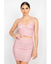 TRUEDAMES - Shirred Cami Top & Mini Skirts Set - Lyst
