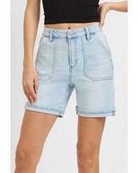 Risen - High Rise Patch Pocket Denim Shorts - Lyst