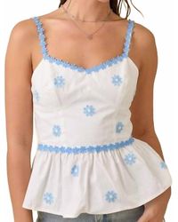 Main Strip - Fitted Bustier Tank Top With Flower Lace Trim - Lyst