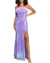 Emerald Sundae - Juniors Feather Sequined Evening Dress - Lyst