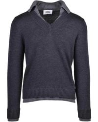 Alpha Studio - V-Neck Long Sleeve Knit Sweater With Ribbed Cuffs - Lyst