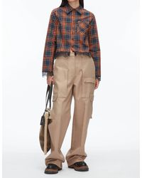 3.1 Phillip Lim - Long Sleeve Cropped Shirt With Lace Hem - Lyst