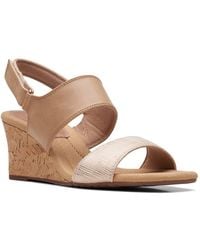 Clarks - Karra Faye Leather Ankle Srap Wedge Sandals - Lyst