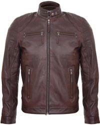 Infinity Leather - Leather Biker Vintage Zipped Racing Jacket - Lyst