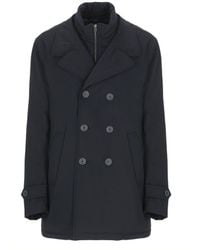 Herno - Tailored Padded Coat With Peak Lapel Collar - Lyst