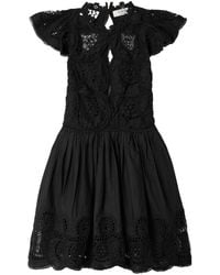 Sea - Drea Scalloped Broderie Anglaise-Trimmed Cotton-Poplin Mini Dress - Lyst