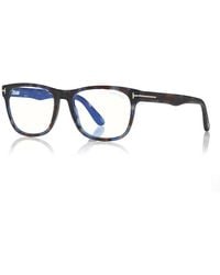 Tom Ford - Eyeglasses Square Full Rim, Shiny Frame And Clear Light Block Lens Ft5662-B055 - Lyst