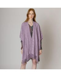 TRUEDAMES - Solid Crochet Ruana Poncho - Lyst