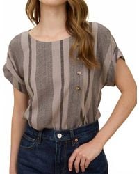Blu Pepper - Stripe Cuff Sleeve Top - Lyst