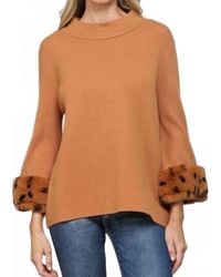 Fate - Mock Neck Faux Fur Cuffs Sweater - Lyst
