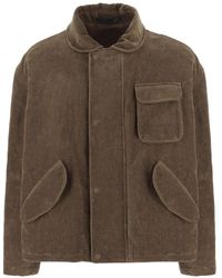 Giorgio Armani - Cotton And Linen Jacket With Classic Shirt Collar And Hidden Button Closure - Lyst
