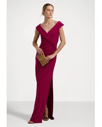 Ralph Lauren - Dress Fuchsia Berry Stretch Off-The-Shoulder Fts1443 - Lyst