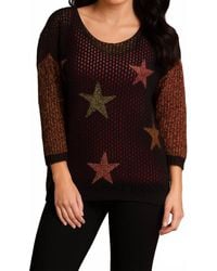French Kyss - Crochet Star Crew Long Sleeve Top - Lyst