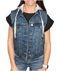 Risen - Saffira Hooded Denim Vest - Lyst