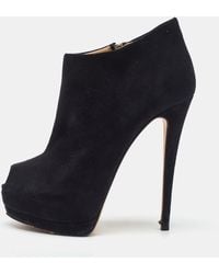Giuseppe Zanotti - Suede Peep Toe Platform Ankle Booties - Lyst