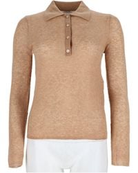 Aspesi - Cropped Ribbed Knit Wool-Blend Polo Sweater - Lyst