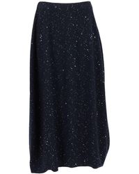 Antonelli - Maxi Knitted Skirt With Sequins - Lyst