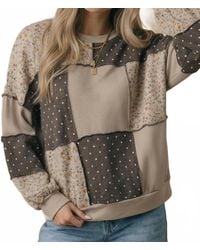 Haptics - Patchwork Floral And Polka Dot Pullover Sweatshirt - Lyst