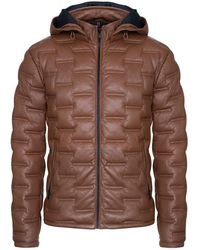 Infinity Leather - Hooded Puffer Quilted Bomber Jacket - Lyst