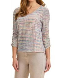 Fdj - 3/4 Sleeve V-Neck Top - Lyst