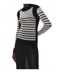 Jean Paul Gaultier - Mix Mesh And Knit Long Sleeves Pullover Printed "Mariniere" - Lyst