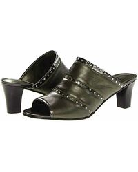 Brighton - Teri Pewter Peep Toe Leather Heeled Sandal - Lyst