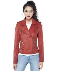 Infinity Leather - Leather Tan Brando Biker Jacket-Constantia - Lyst