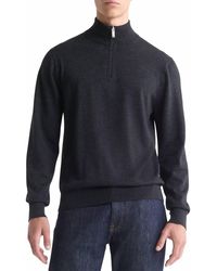 Calvin Klein - Fine Merino Wool Blend Quarter Zip Sweater - Lyst