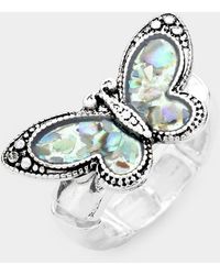 Fashnzfab - Abalone Butterfly Antique Metal Stretch Ring - Lyst