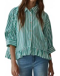 By Together - Woven Cotton Striped Button Down Shirt - Lyst