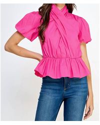Strut & Bolt - Cross Neck Puff Sleeve Blouse - Lyst
