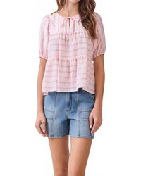 TCEC - Tip Tie-Neck Peplum Top - Lyst