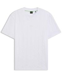 BOSS - Cotton T-Shirt With Jacquard Pattern - Lyst
