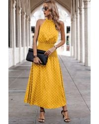 TRUEDAMES - Off Shoulder Dot Print Fit Ruffle Full Dress - Lyst