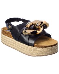 JW Anderson Chain Leather Platform Espadrilles in Black | Lyst