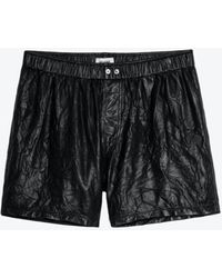 Zadig & Voltaire - Crinkled Leather Shorts - Lyst