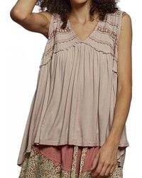 Pol - Loose Fit V-Neck Babydoll Casual Knit Top - Lyst