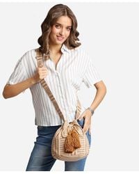 Fashnzfab - Striped Tassel Crossbody Bucket Bag - Lyst