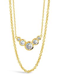 Sterling Forever - Eileen Cz Bezel Layered Chain Necklace - Lyst
