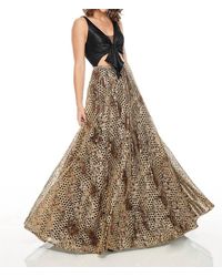 Rachel Allan - Mid Cut-Out Metallic Embroidered Prom Gown - Lyst