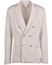 Eleventy - Double-Breasted Knit Blazer With Unlined Interior And Patch Pockets - Lyst