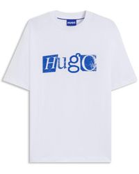 HUGO - Stretch-Cotton T-Shirt With Graphic Logo Print - Lyst