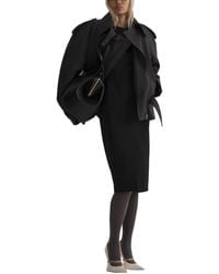 Mugler - Form Fitting Structured Shoulder Day Dress - Lyst