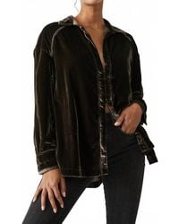 Free People - Marianne Velvet Long Sleeve Shirt - Lyst