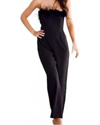 Lena® - Strapless Feather Top Jumpsuit - Lyst