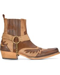 Infinity Leather - Leather Cowboy Ankle Boots Cuban Biker Winklepickers Western Country - Lyst