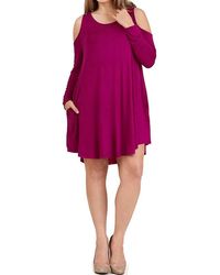 Umgee - Cold Shoulder T-Shirt Dress - Lyst