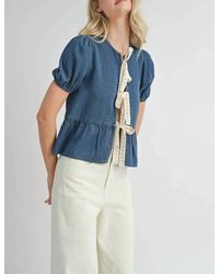 Sadie & Sage - Archives Peplum Tie Front Top - Lyst